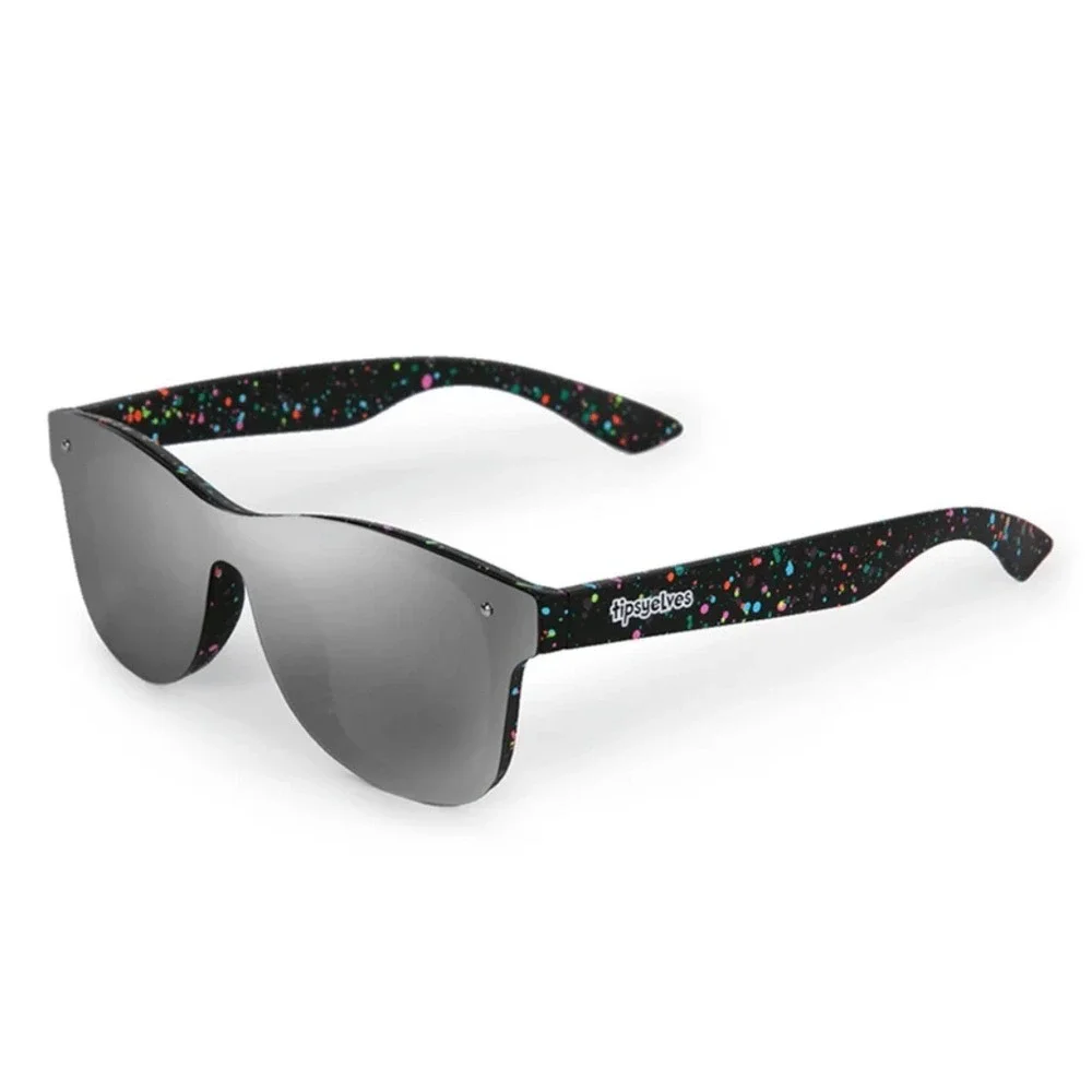 Tipsy‎ Elves Nightcrawler Sport Sunglasses Mirror Lens Black Splatter Frame